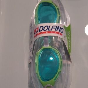 Dolfino Adult (12 Plus) Swim Goggles - Aqua and Lime
